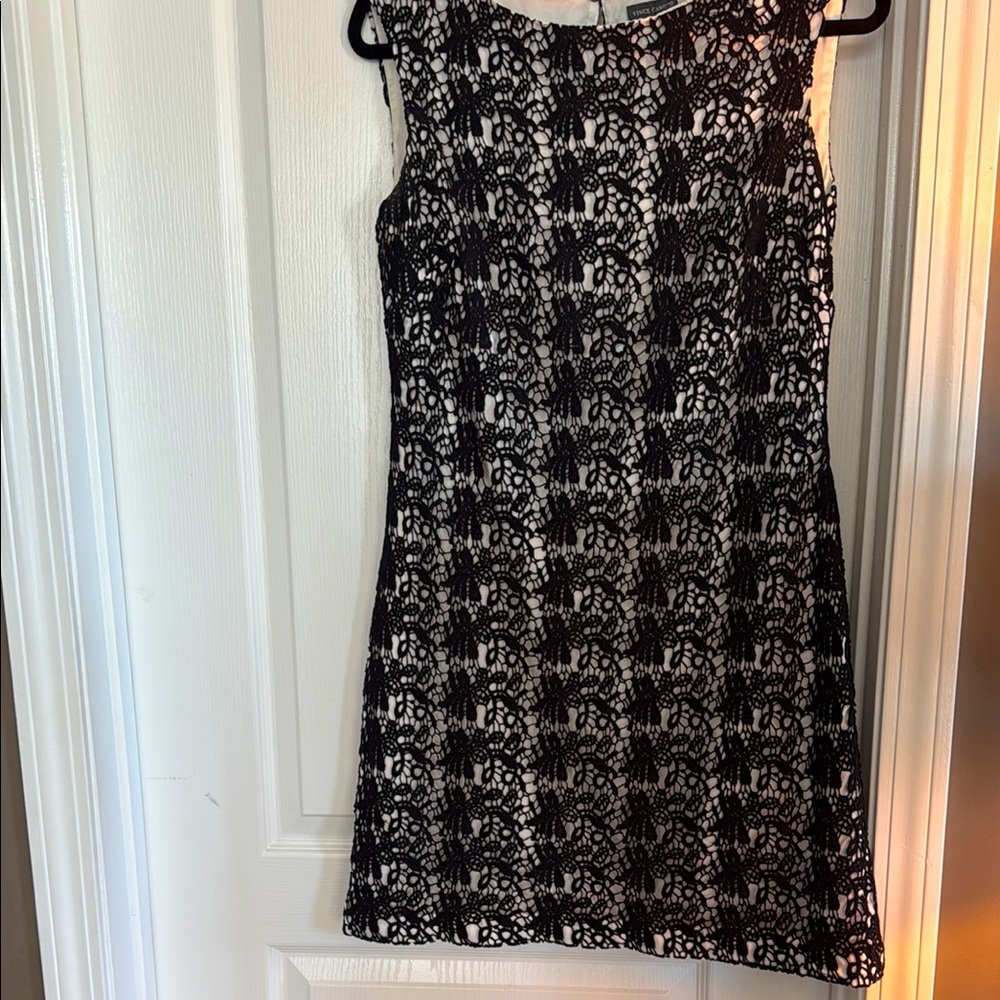 Vince Camuto Black and White Sheath Mini Dress